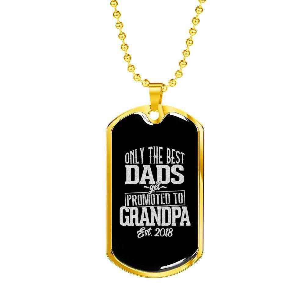 Dad Dog Tag Father’S Day Gift, Only The Best Dads Get Promoted To Grandpa Dog Tag Military Chain Necklace For Dad Father's Day Rakva