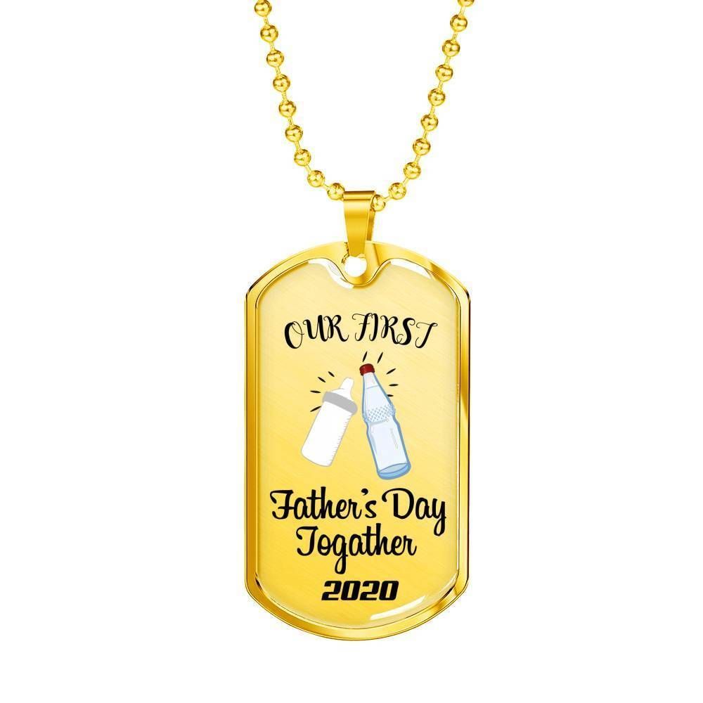 Dad Dog Tag Father’S Day Gift, Our First Father’S Day Dog Tag Military Chain Necklace Gift For Daddy Father's Day Rakva