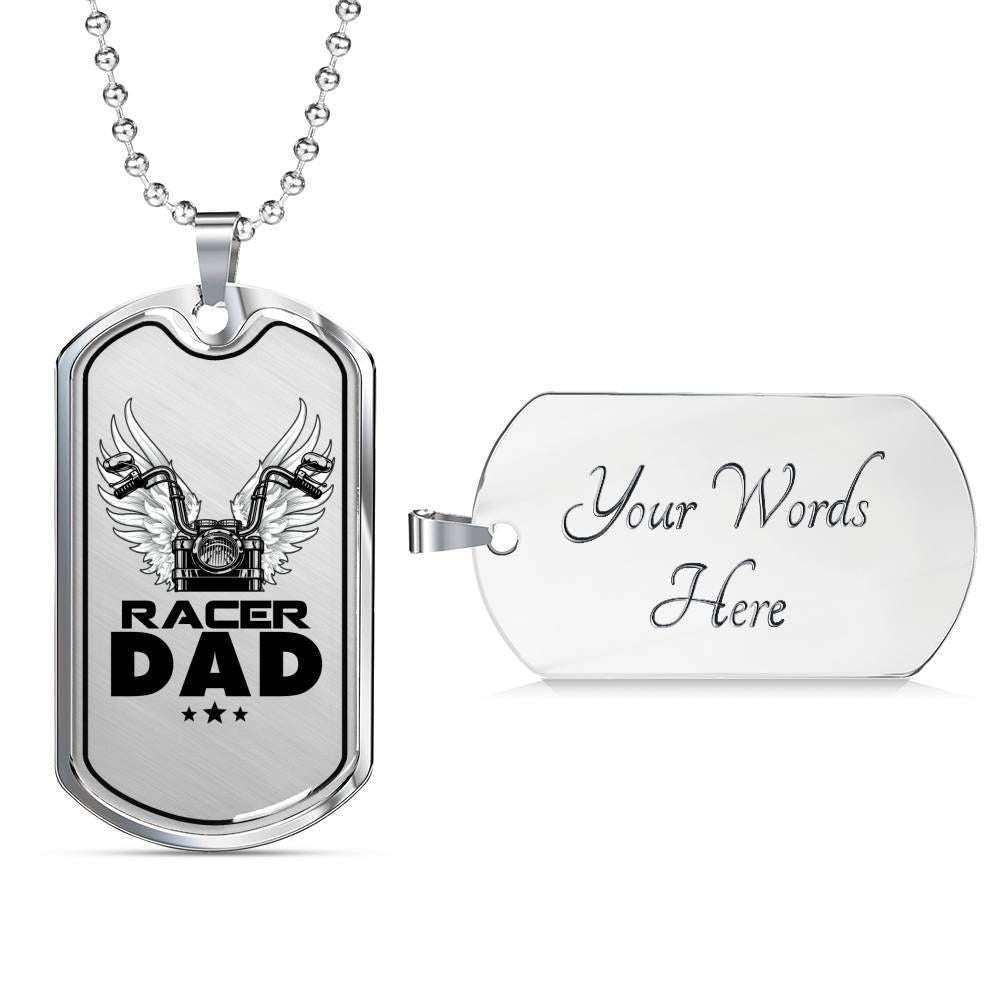 Dad Dog Tag Father’S Day Gift, Racer Dad Dog Tag Military Chain Necklace Gift For Daddy Dog Tag Father's Day Rakva