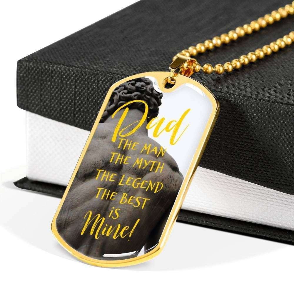 Dad Dog Tag Father’S Day Gift, Son Dog Tag, The Man Myth Legend Dog Tag Military Chain Necklace Gift For Daddy Father's Day Rakva