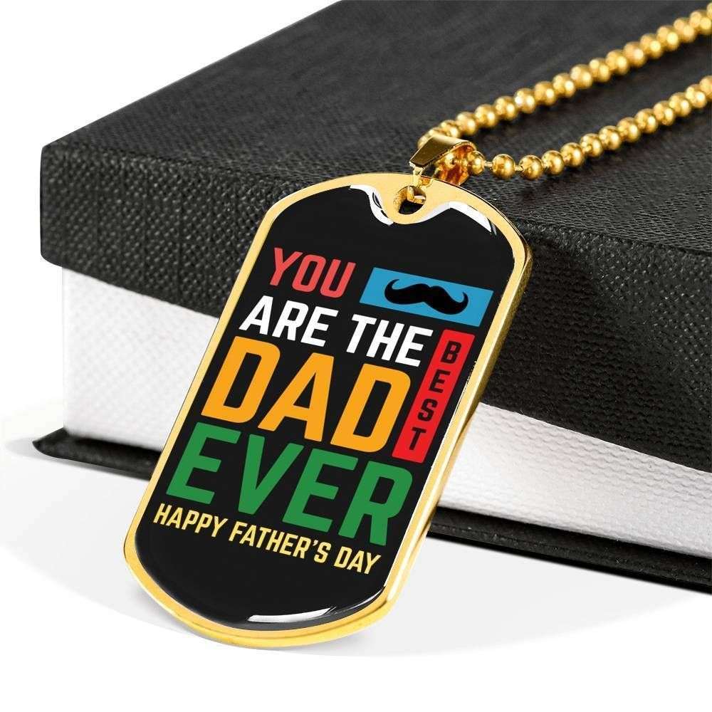 Dad Dog Tag Father’S Day Gift, The Best Dad Ever Dog Tag Military Chain Necklace Gift For Men Father's Day Rakva