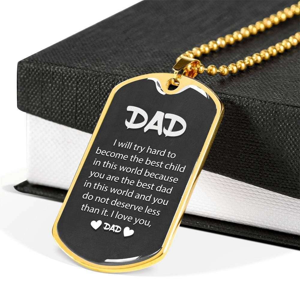 Dad Dog Tag Father’S Day Gift, The Best Dad In The World Dog Tag Military Chain Necklace Gift For Men Father's Day Rakva