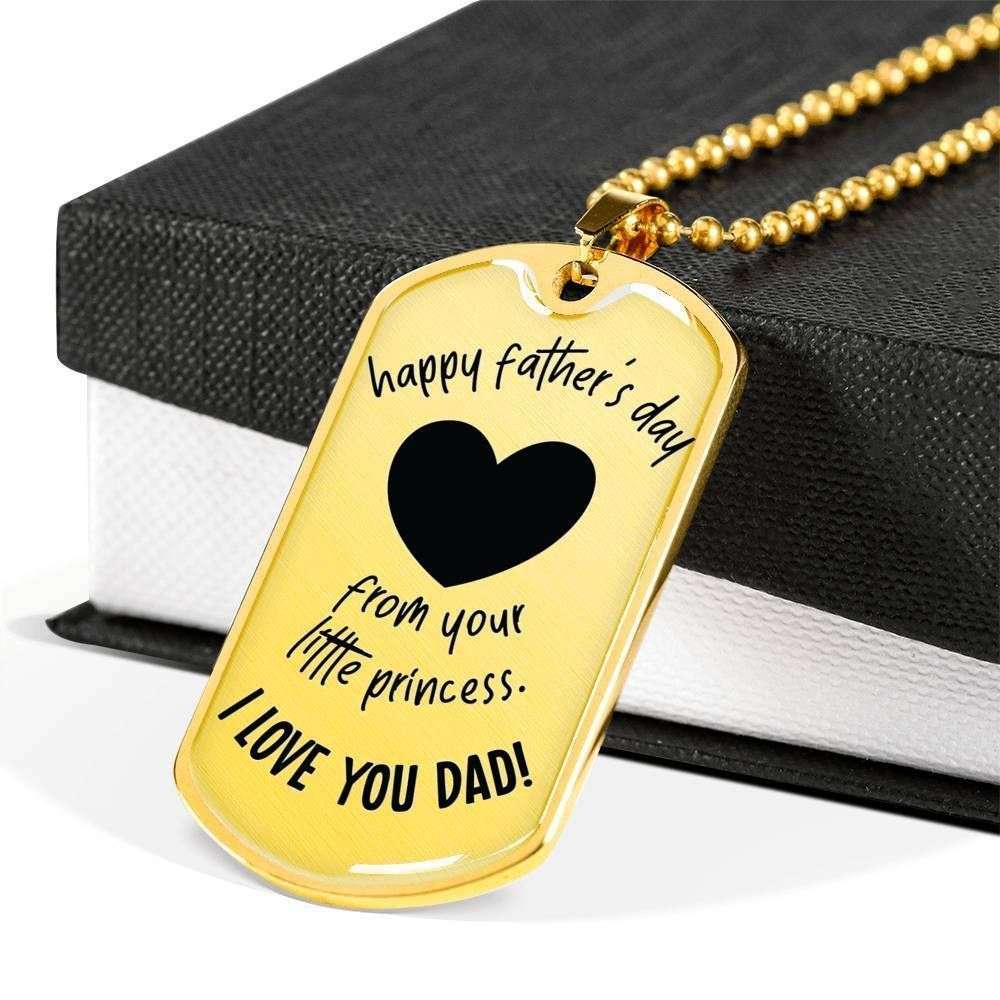 Dad Dog Tag Father’S Day Gift, To My Dad Happy Father’S Day From Your Little Princess Dog Tag Military Chain Necklace Father's Day Rakva