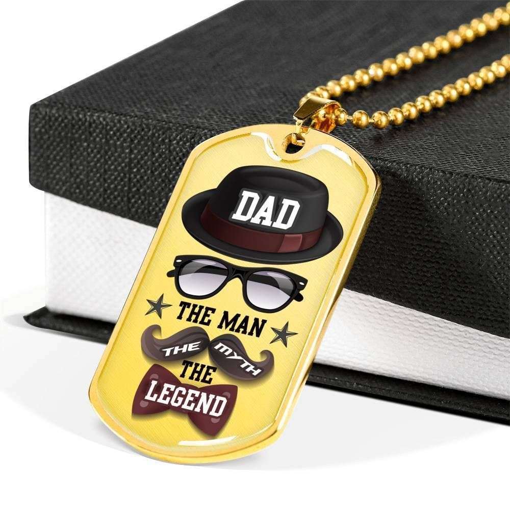 Dad Dog Tag Father’S Day Gift, To My Dad The Man The Myth The Legend Dog Tag Military Chain Necklace Father's Day Rakva