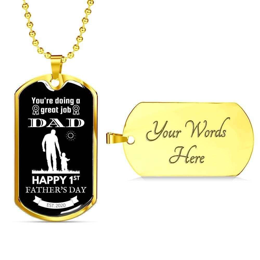 Dad Dog Tag Father’S Day Gift, You’Re Doing A Great Job Dog Tag Military Chain Necklace Gift For Dad Father's Day Rakva