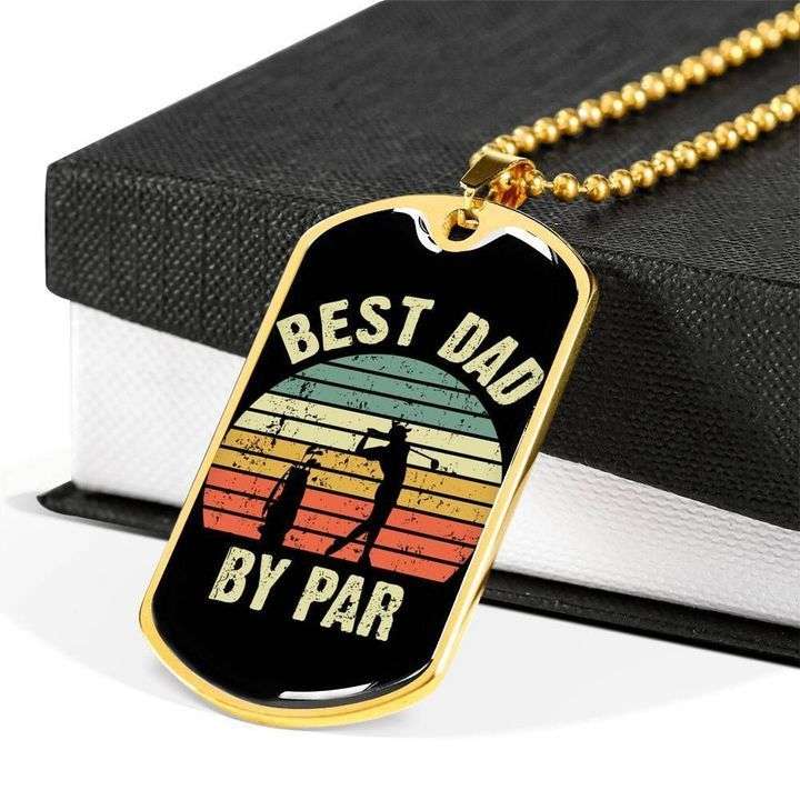 Dad Dog Tag Father’S Day, Retro Vintage Best Dad By Par Dog Tag Necklace Gift For Dad Father's Day Rakva