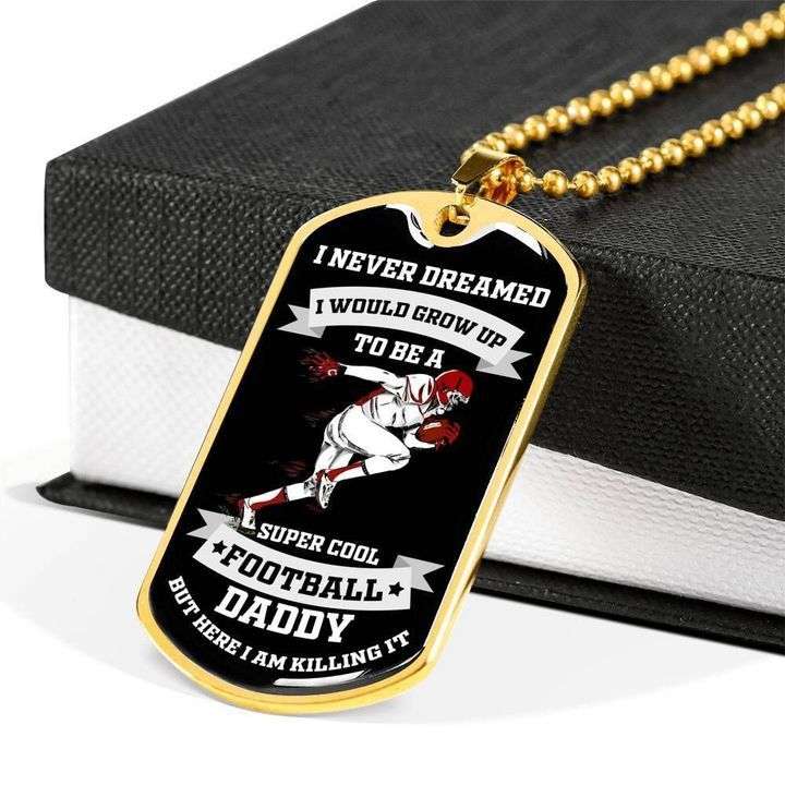 Dad Dog Tag Father’S Day, Super Cool Football Daddy Dog Tag Necklace Gift For Dad Father's Day Rakva