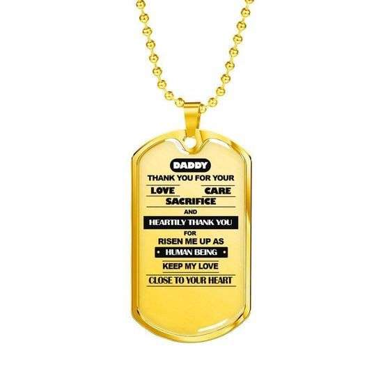 Dad Dog Tag Father’S Day, Thanks For Your Love Care Sacrifice Dog Tag Necklace For Dad Father's Day Rakva