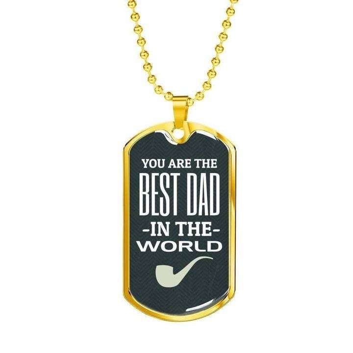 Dad Dog Tag Father’S Day, The Best Dad In The World Dog Tag Necklace Gift For Dad Father's Day Rakva