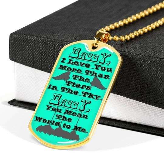 Dad Dog Tag Father’S Day, You Mean The World To Me Dog Tag Necklace For Dad Father's Day Rakva