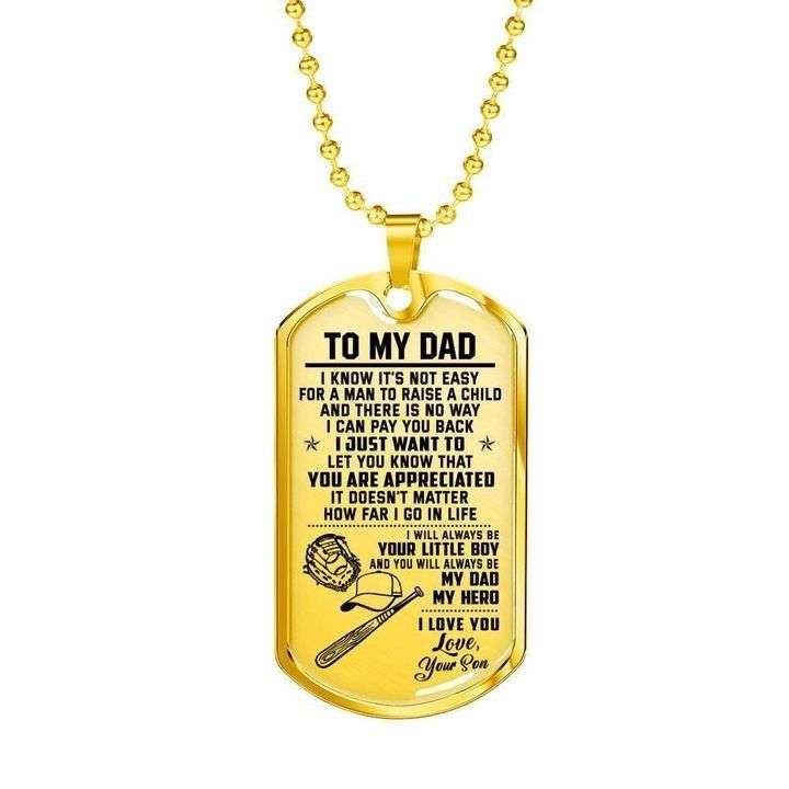 Dad Dog Tag Father’S Day, You’Re Appreciated Baseball Player Stainless Dog Tag Necklace Gift For Daddy Father's Day Rakva