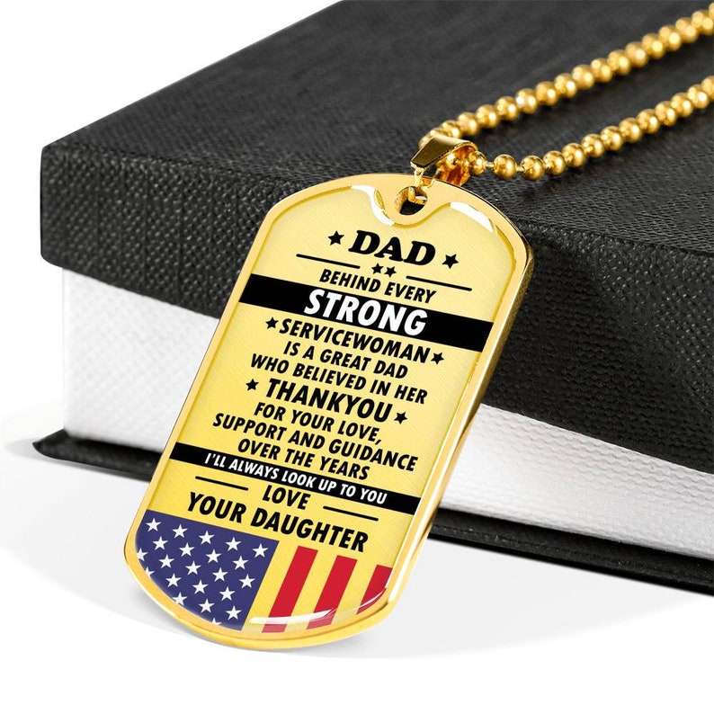 Dad Dog Tag, Fathers Day Necklace Gifts , To Dad , From Serviceman Daughter , Gift From Daughter , Personalized Fathers Day Dog Tag Christmas Day Rakva