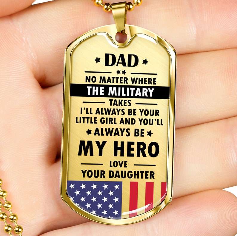 Dad Dog Tag, Fathers Day Necklace , To Military Dad , From Daughter , Dog Tag Necklace , Gift From Daughter , Personalized Fathers Day Gift Christmas Day Rakva