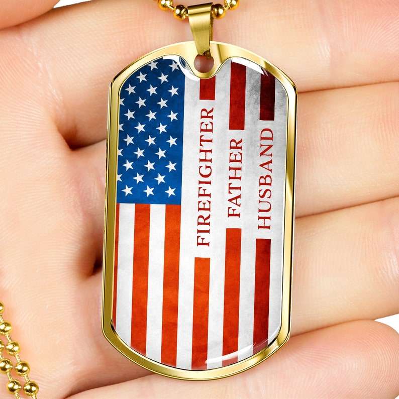 Dad Dog Tag, Firefighter Father Husband My Hero Necklace Gift Or Father’S Day Present Military Tag For Firefighter Father Husband Christmas Day Rakva