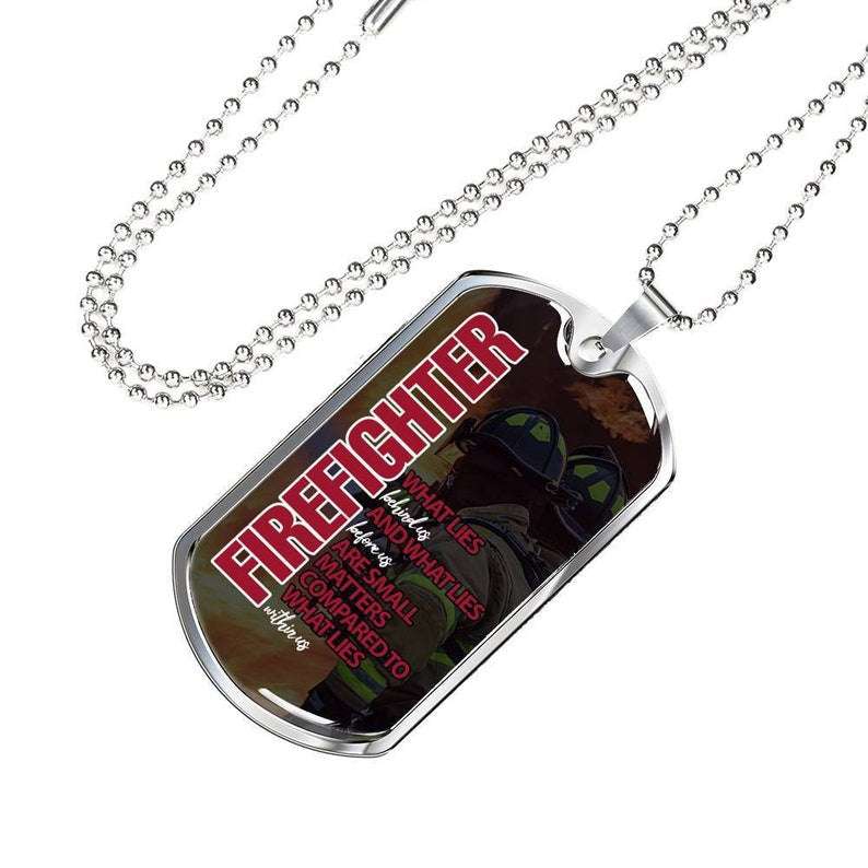 Dad Dog Tag, Firefighter What Lies Within Us Dog Tag Necklace, Fireman,Fire Rescue, Fireman Gift, Firefighter Father’S Day Necklace Christmas Day Rakva