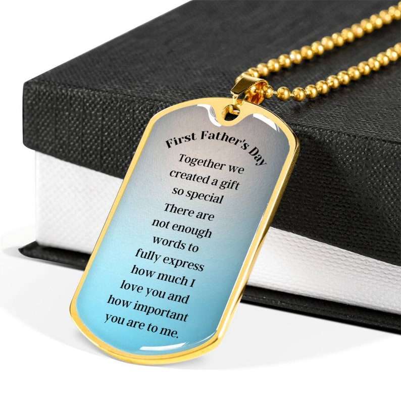 Dad Dog Tag, First Father’S Day Necklace Gift, Gift For First Time Dad, First Father’S Day Gift From Wife Christmas Day Rakva