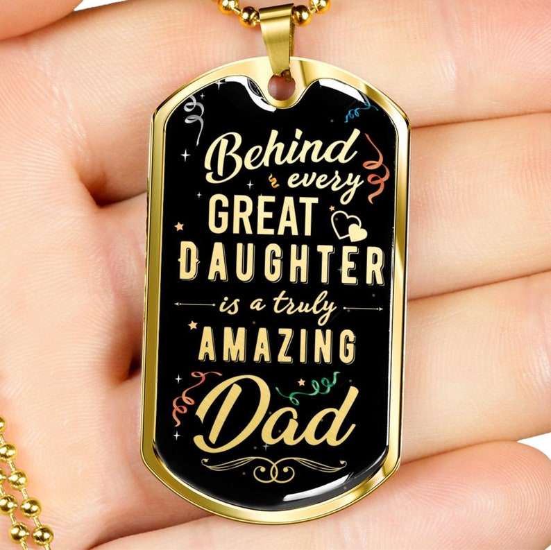 Dad Dog Tag, Gift For Dad Father’S Day Dog Tag Necklace, Gift For Dad From Daughter, Dad From Daughter Christmas Day Rakva