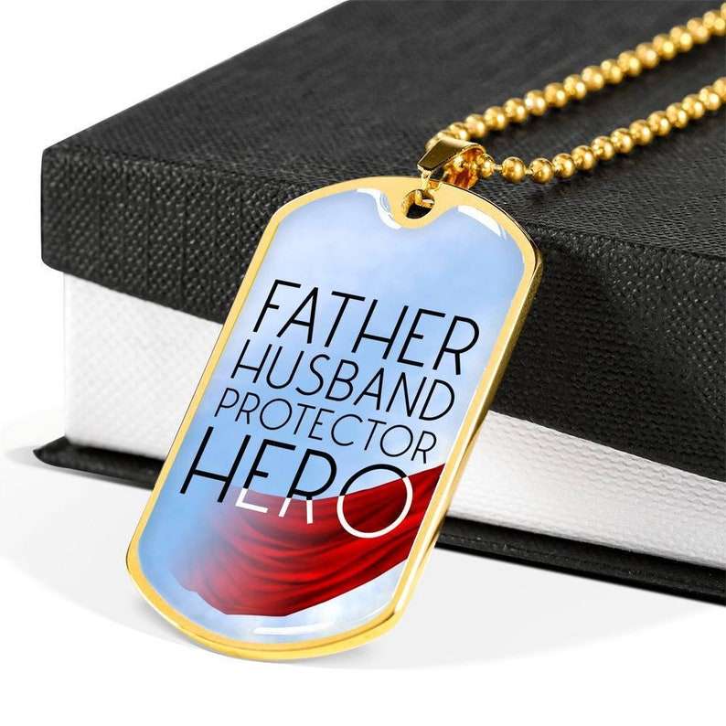 Dad Dog Tag, Gift For Dad, Personalized Gift For Fathers Day, Hero Dog Tag Necklace Christmas Day Rakva