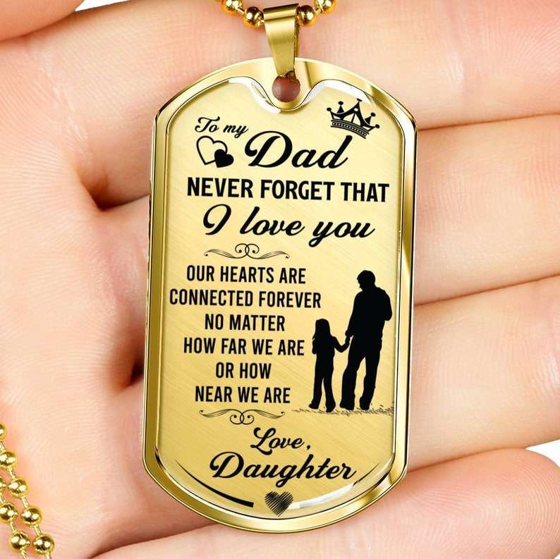 Dad Dog Tag, Gifts From Daughter To Father, Father’S Day Dog Tag Necklace For Dad Christmas Day Rakva