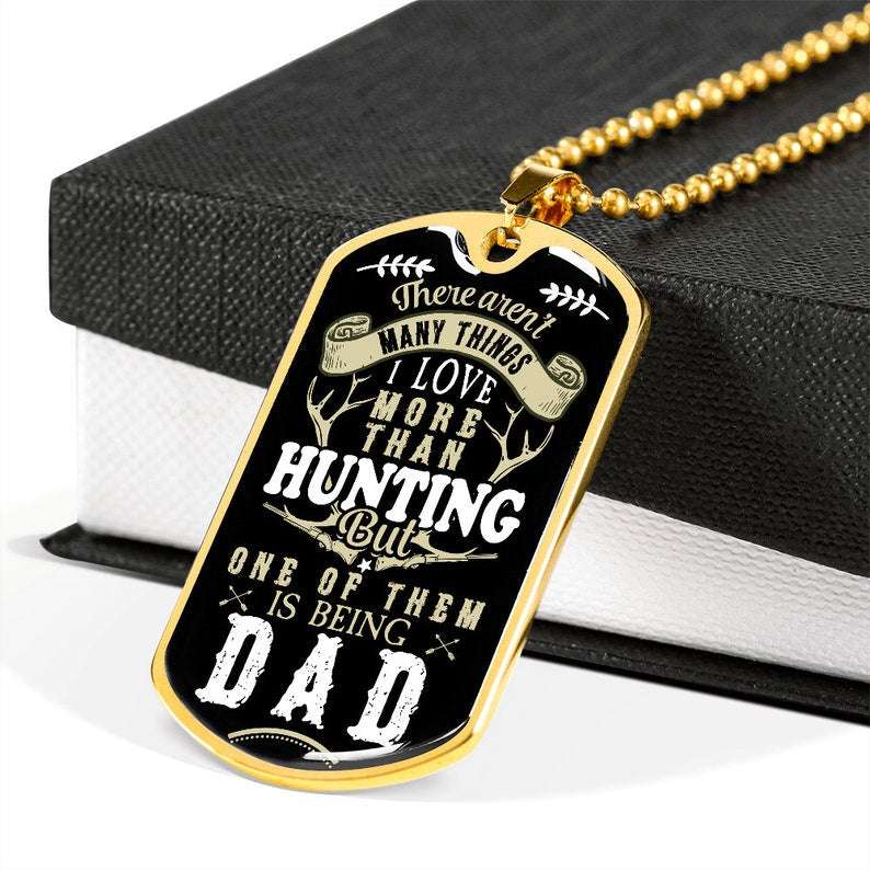 Dad Dog Tag, Hunting Dad Dog Tag Gift Necklace For Father, Father’S Day Dog Tag Necklace Christmas Day Rakva