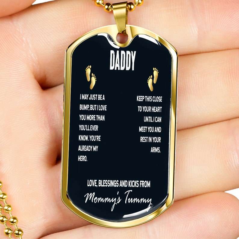 Dad Dog Tag, Husband Dog Tag, To Daddy Love Your Baby Bump, Dog Tag Gift, Unborn Baby Love Present For Dad Christmas Day Rakva
