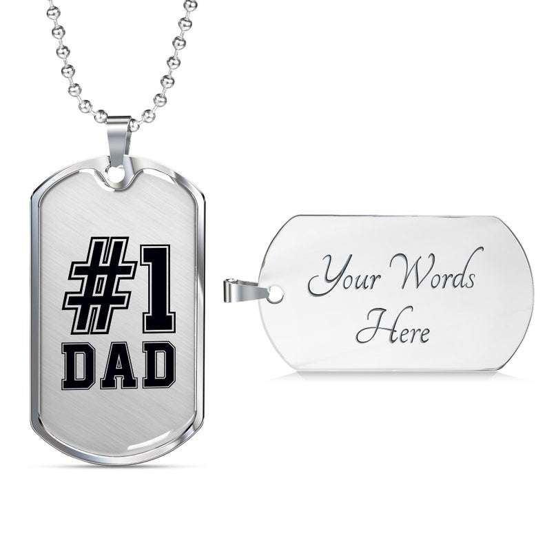 Dad Dog Tag, Number 1 Dad Dog Tag Necklace Engraved “ Gift For Dad Fathers Day “ Gift For Dad From Kids Christmas Day Rakva