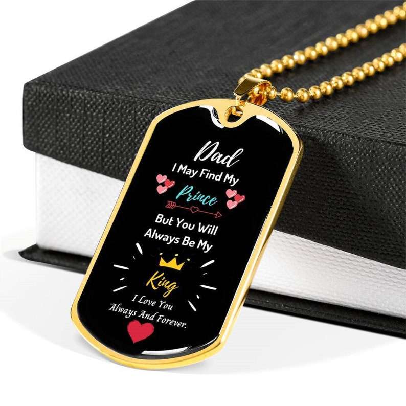 Dad Dog Tag, Personalized Father Of The Bride Gold Dog Tag Pendant, Father Of Bride Gift. Wedding Gift To Father Of The Bride Christmas Day Rakva