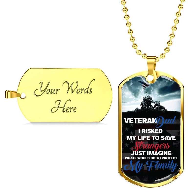 Dad Dog Tag, Veteran Dad Fathers Day Dog Tag, Gift For Him Necklace Christmas Day Rakva