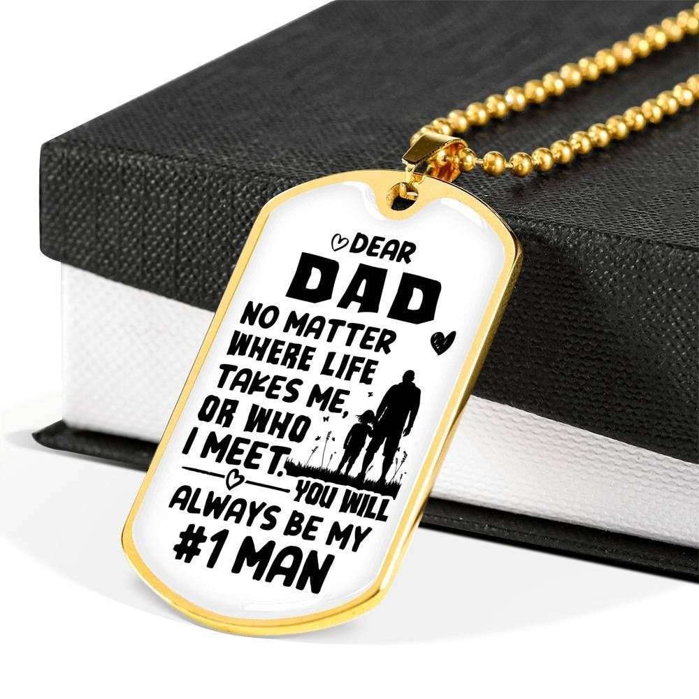 Dad Dog Tag, You’Ll Always Be My Number One Man Dog Tag Military Chain Necklace For Dad Father's Day Rakva