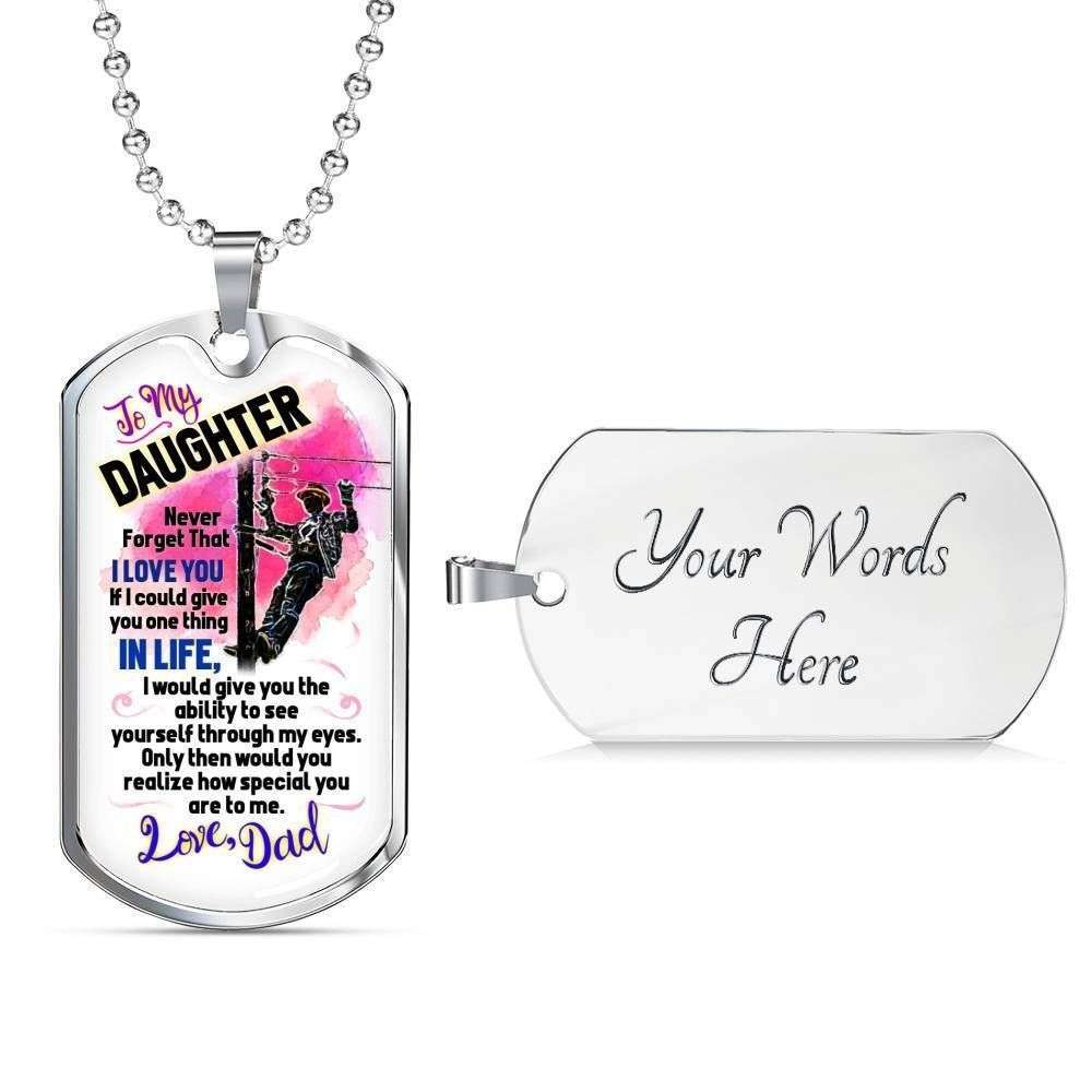 Daughter Dog Tag Custom Picture, Dog Tag Necklace Gift For Lineman’S Daughter Never Forget I Love You Dughter's Day Rakva