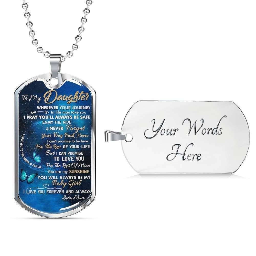 Daughter Dog Tag Custom Picture, Enjoy The Ride Dog Tag Necklace Mom Giving Daughter Dughter's Day Rakva