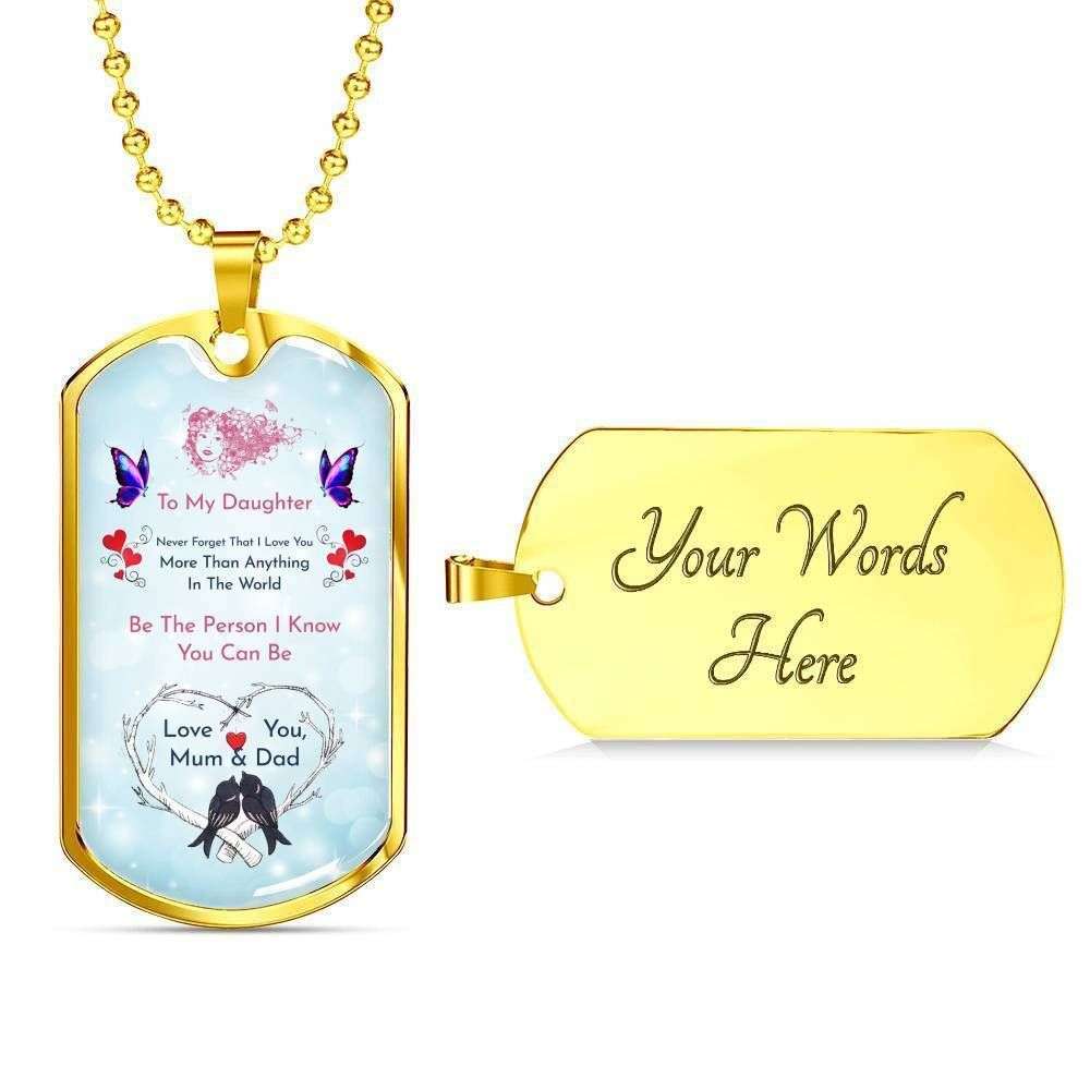 Daughter Dog Tag, Custom Picture Gift For Daughter Dog Tag Military Chain Necklace Never Forger That Love You Dog Tag Dughter's Day Rakva