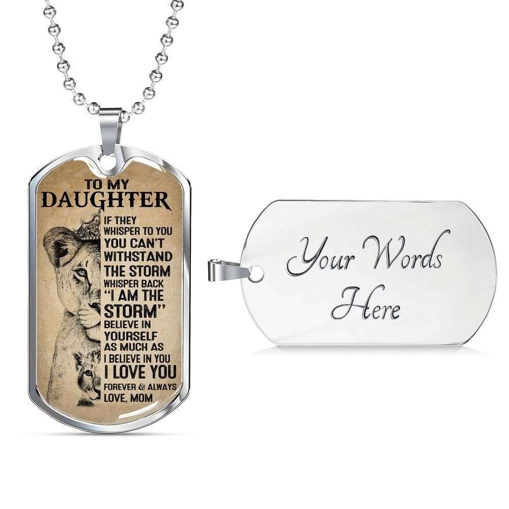 Daughter Dog Tag Custom Picture, I Am The Storm Dog Tag Necklace For Daughter Dughter's Day Rakva
