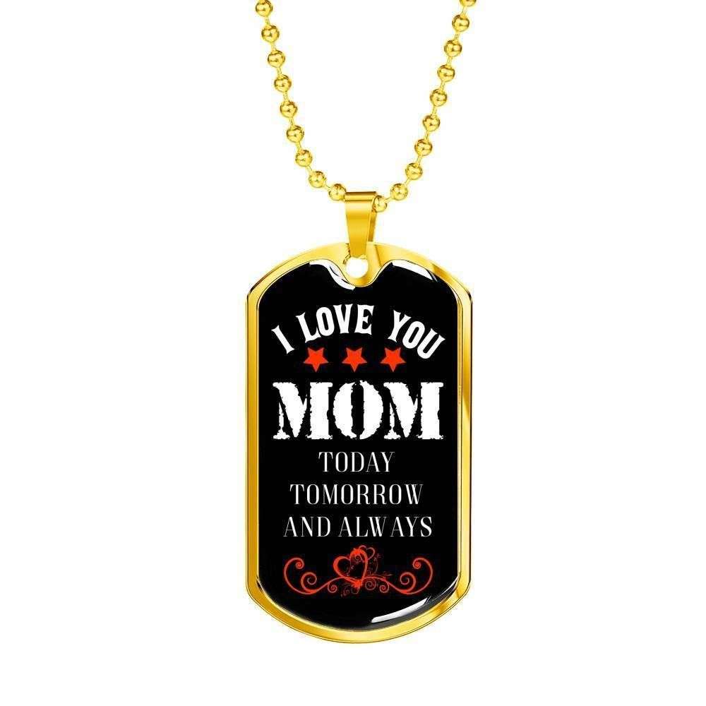 Daughter Dog Tag Custom Picture, Love Mom-Engraved Dog Tag Military Chain Necklace Pendant Dughter's Day Rakva