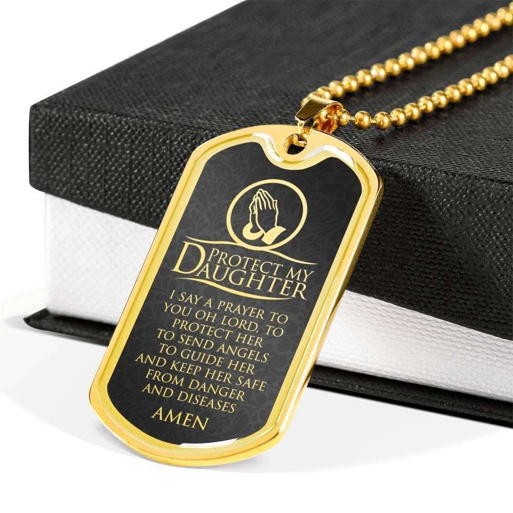 Daughter Dog Tag, Protect My Daughter- Dog Tag Military Chain Necklace Dughter's Day Rakva