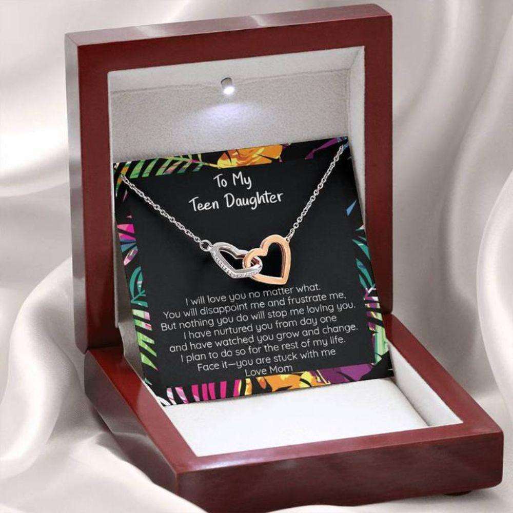Daughter Necklace, Teen Daughter Necklace Gift “ I Love You No Matter What, Connected Hearts Necklace Dughter's Day Rakva