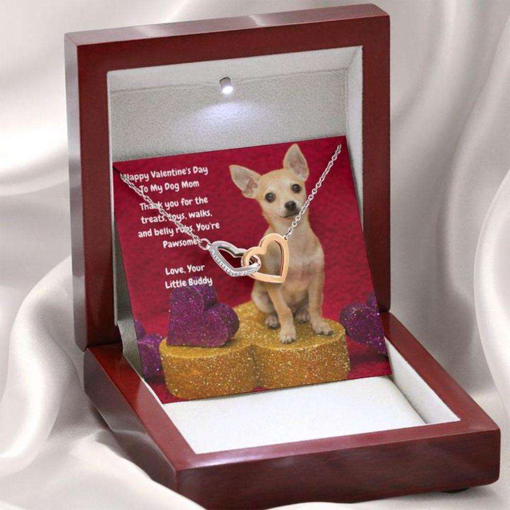 Dog Mom Necklace, Gift Necklace Message Card “ To My Tan Chihuahua Dog Mom Happy Valentine’S Day Rakva