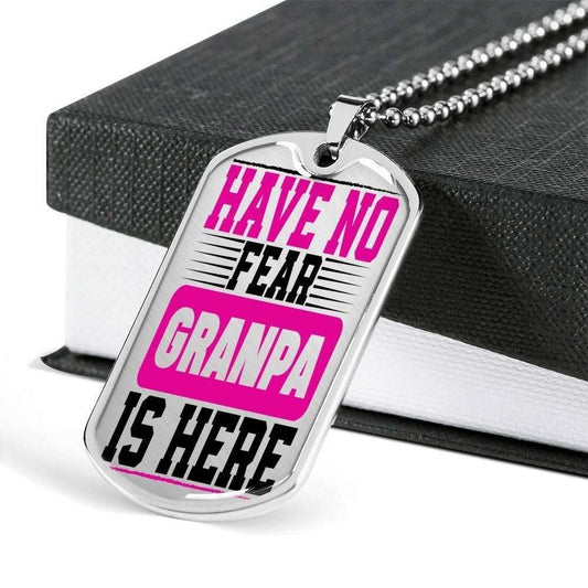 Dog Tag Custom Picture Have No Fear Granpa Is Here Dog Tag Necklace Gift For Men Rakva