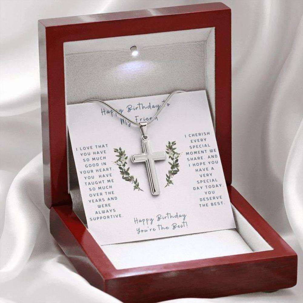 Friend Necklace, Cross Necklace To Friend “ Faithful Cross Necklace “ Gift Necklace Message Card Friendship Day Rakva
