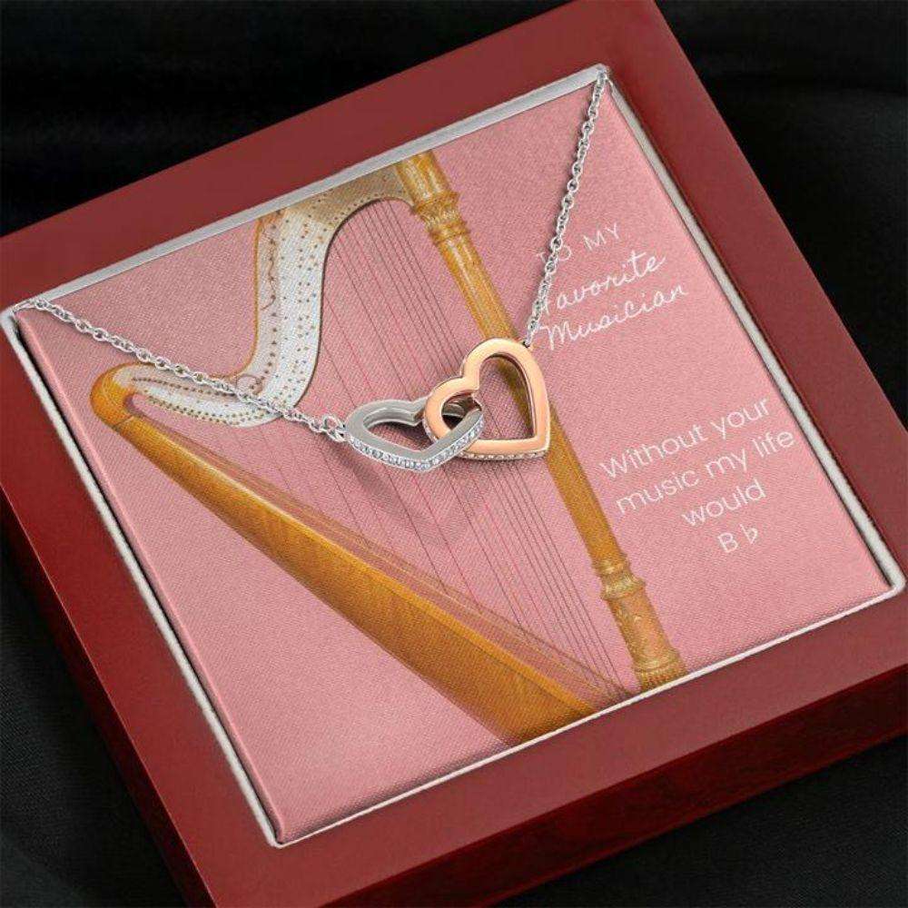 Friend Necklace, Musician Harp Necklace “ Gift Necklace With Message Card Gifts For Friend Rakva