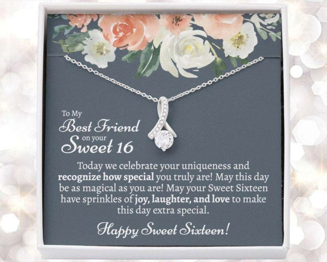 Friend Necklace, Sentimental Sweet 16 Gift For Best Friend, 16Th Birthday Necklace Gift Ideas For Girl, Best Friend Sweet 16 Gifts