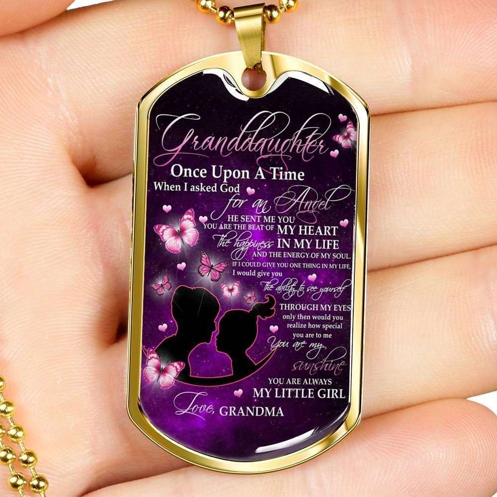 Granddaugther Dog Tag Custom Picture, Dog Tag Necklace Gift For Granddaughter When I Asked God Gifts For Daughter Rakva