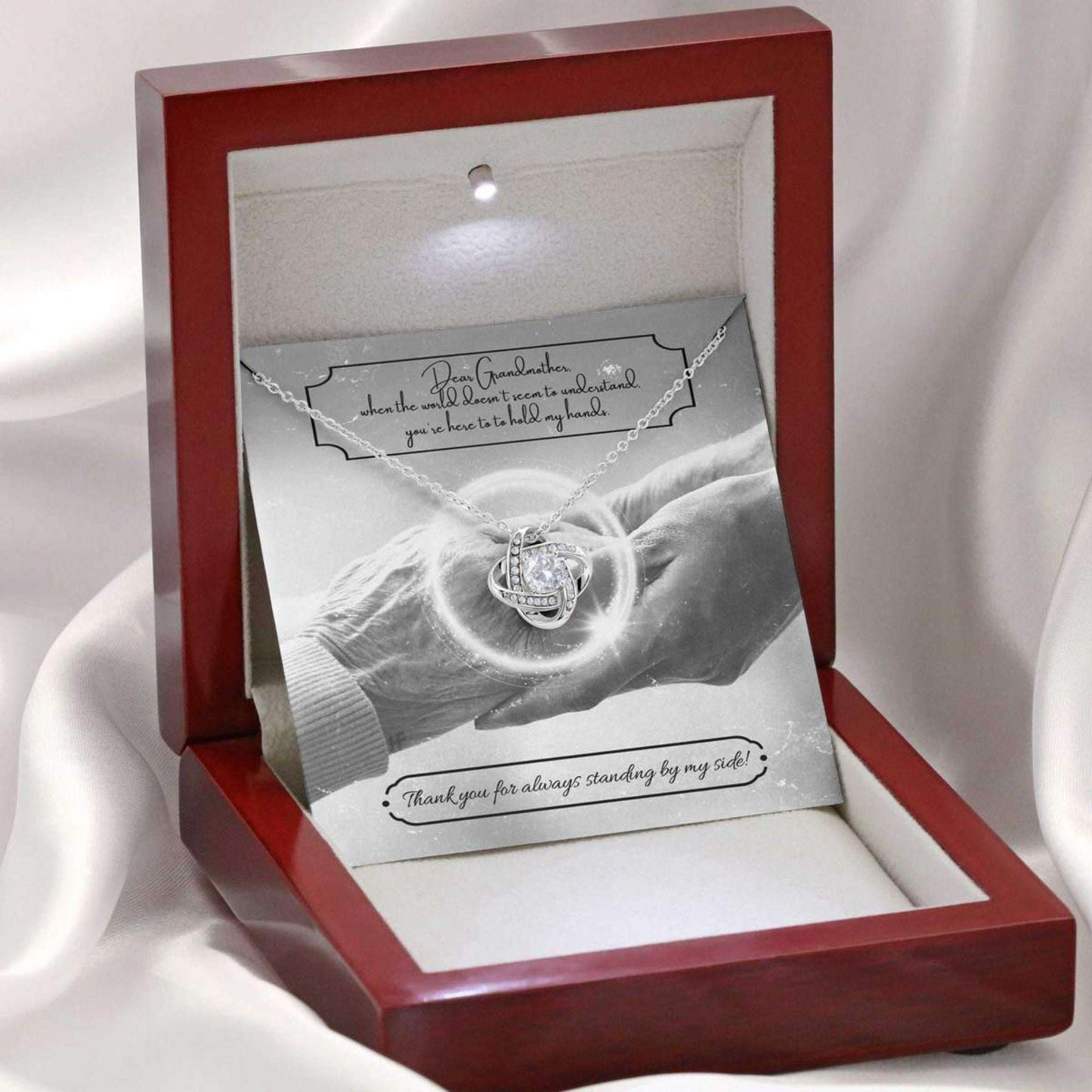 Grandmother Necklace, Gift For Your Grandma Who Always Got Your Back On Mother’S Day Love Knot Necklaces Gifts for Grandmother Rakva