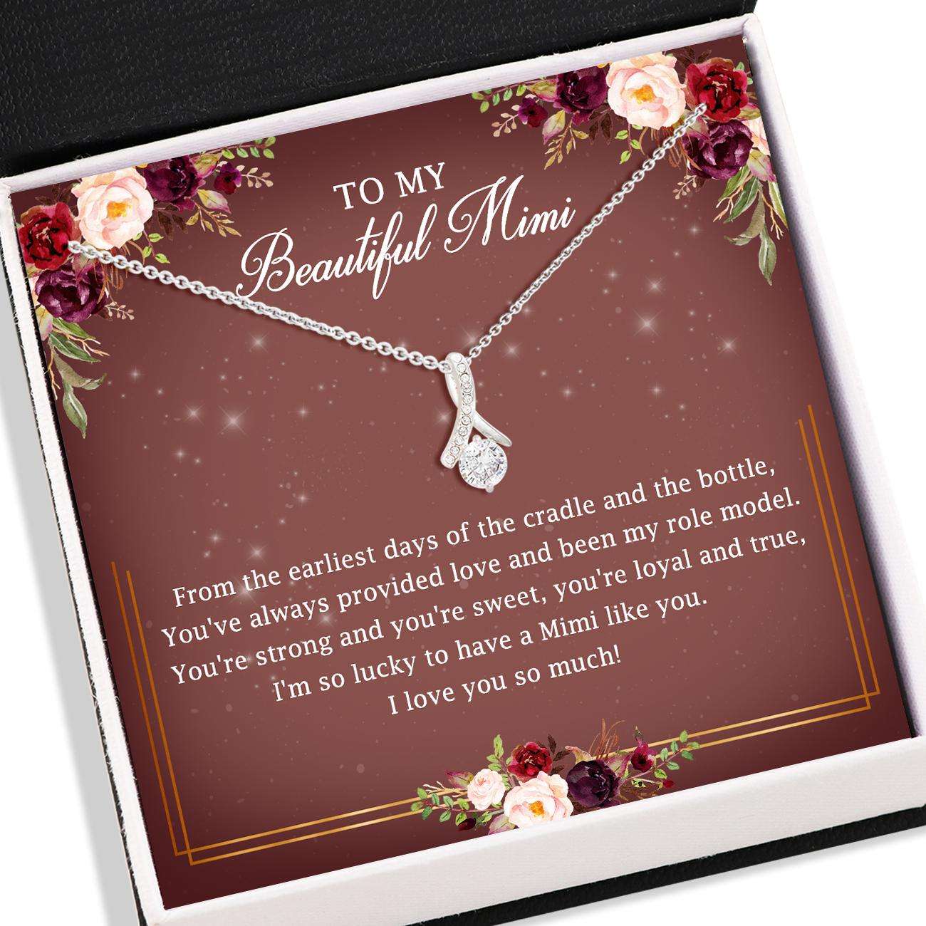 Grandmother Necklace, Mimi Necklace €“ To My Beautiful Mimi Necklace Card €“ Jewelry For Grandma, Mimi Gifts V1