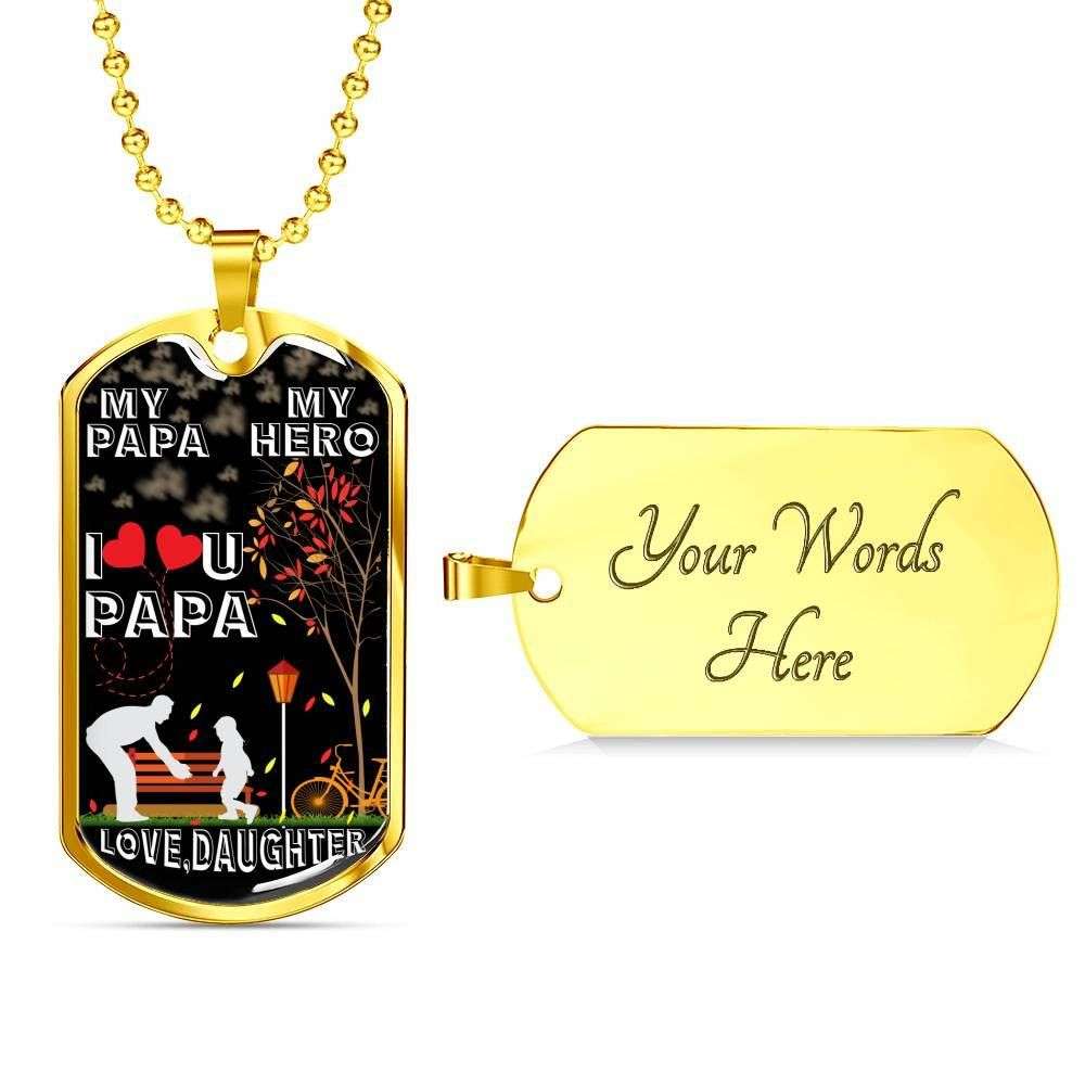 Grandpa Dog Tag, Custom Picture My Hero Love You Dog Tag Military Chain Necklace Gift For Papa Dog Tag Rakva