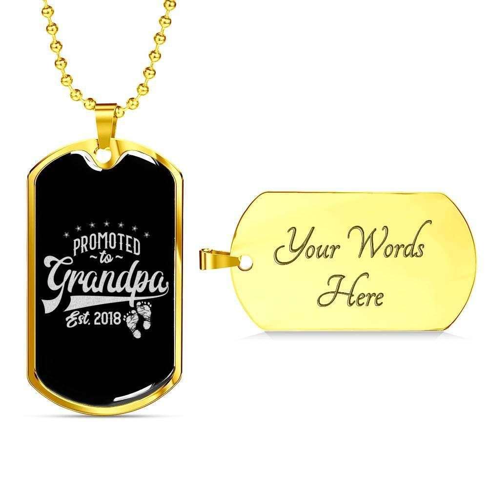 Grandpa Dog Tag, Custom Picture Promoted To Grandpa Dog Tag Military Chain Necklace For Grandpa Dog Tag Rakva
