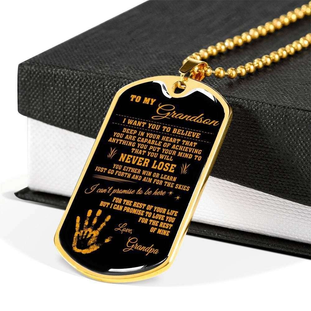 Grandson Dog Tag Custom Picture Custom Picture, Believe Deep In Your Heart Dog Tag Necklace For Grandson Gifts for Grandson Rakva