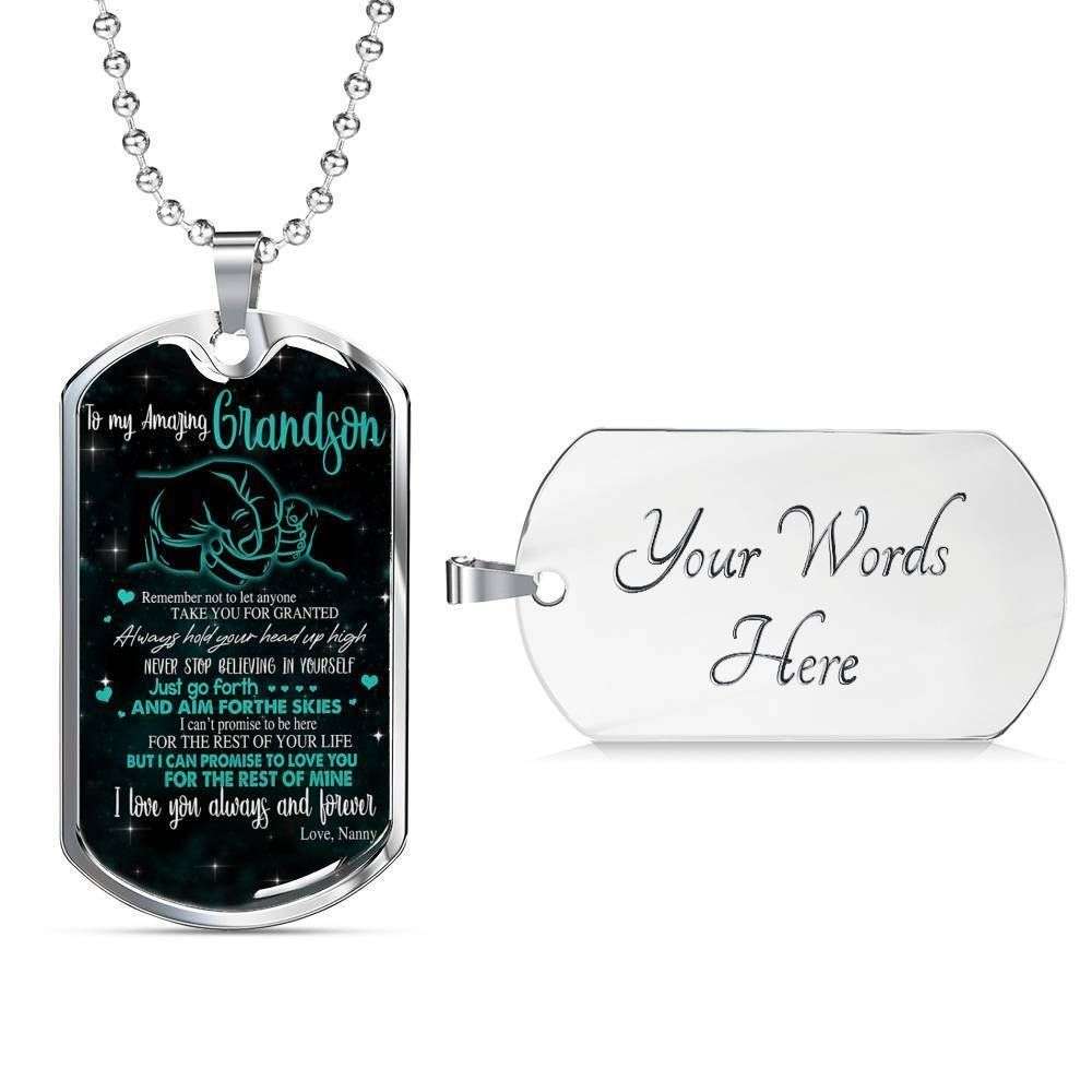 Grandson Dog Tag Custom Picture Custom Picture, Dog Tag Necklace Gift For Grandson Remember Not To Let Anyone Gifts for Grandson Rakva