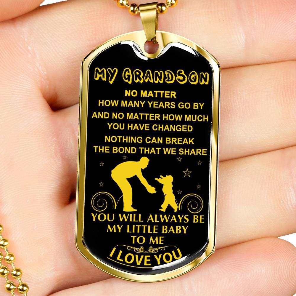 Grandson Dog Tag, Custom Picture Dog Tag For Grandson: Necklace Gift For Grandson Dog Tag-18 Gifts for Grandson Rakva