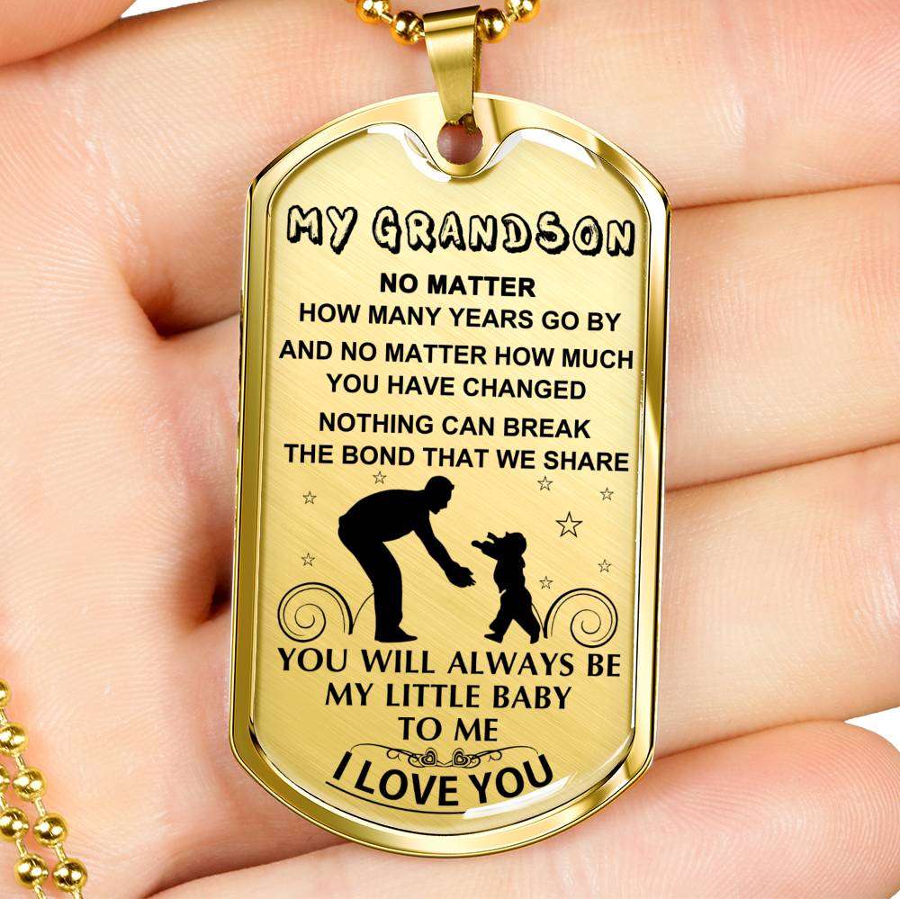 Grandson Dog Tag, Custom Picture Dog Tag For Grandson: Necklace Gift For Grandson Dog Tag-19 Gifts for Grandson Rakva